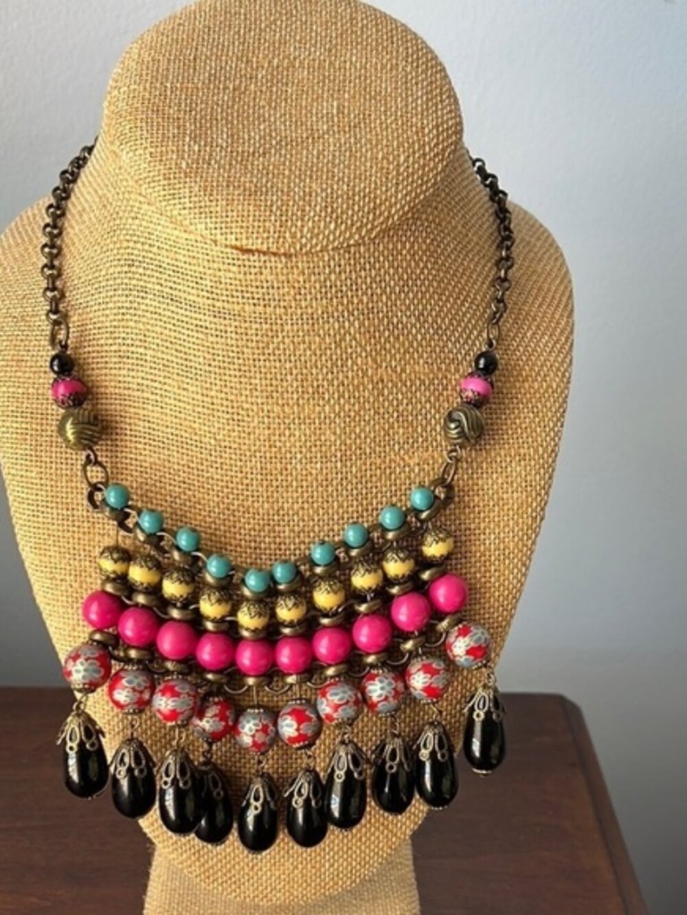 Multicolored Layered Necklace with Bold Design
